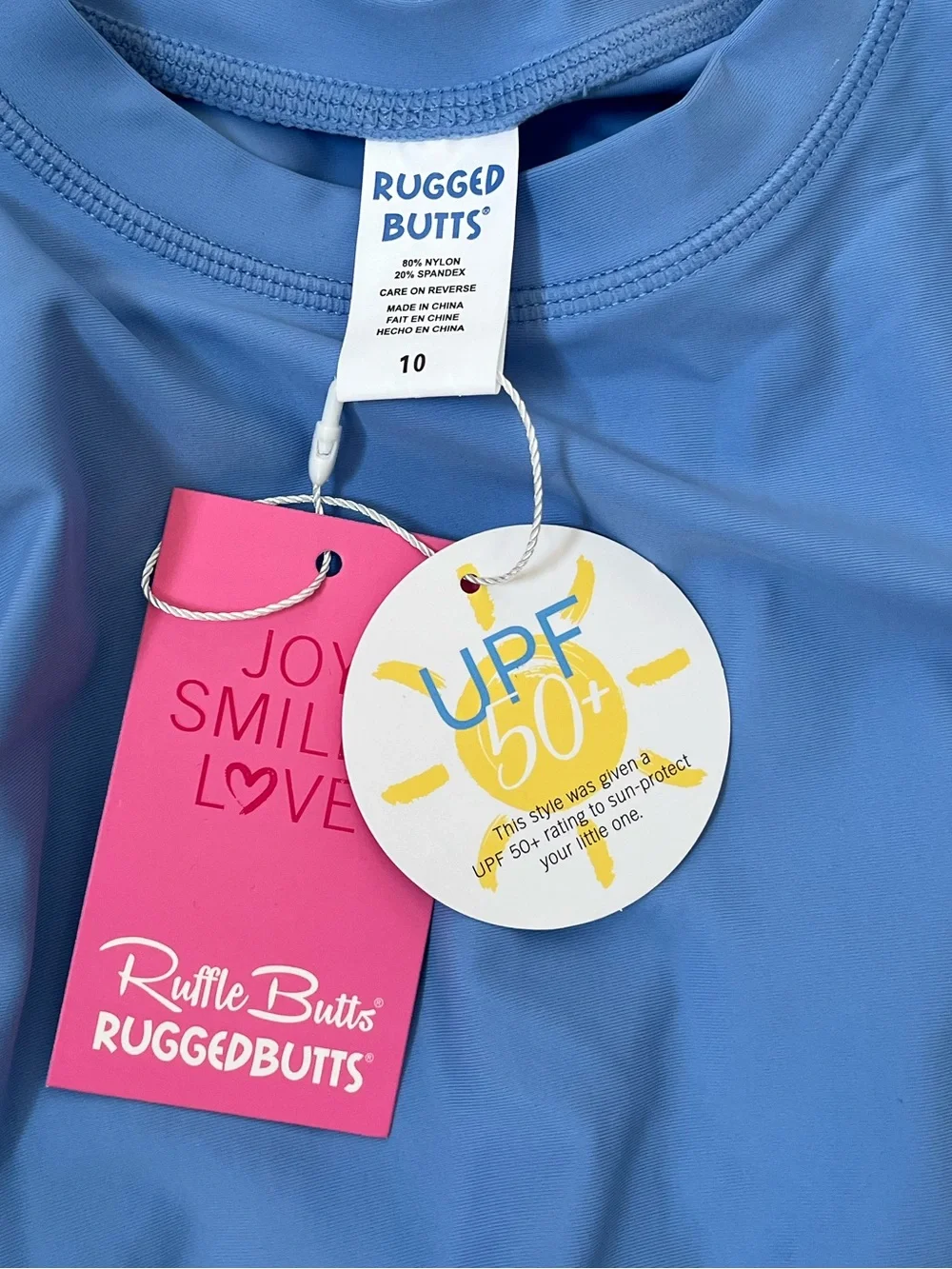 {Rugged Butts} Long Sleeve Rash Guard in Cornflower Blue - Boys 10 - NWT